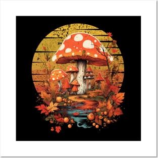 Autumn Vintage Autumn Leaves Mushrooms Posters and Art